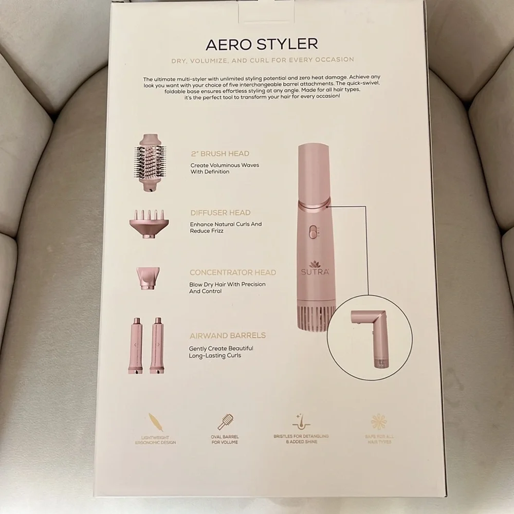 NWT Sutra Aero Styler Rose Gold Pro Blow Hair Dryer Brush Stylings Tool Holiday